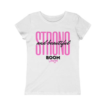 white boomshuga motivational tee shirt for kids strong and beautiful