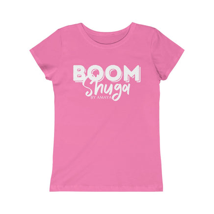 hot pink boomshuga white logo tee shirt / t-shirt for kids