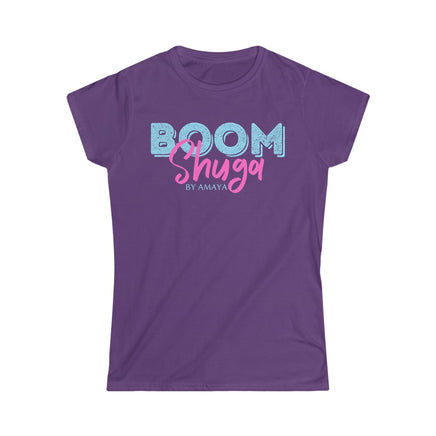 boomshuga logo tee shirt for adults women purple