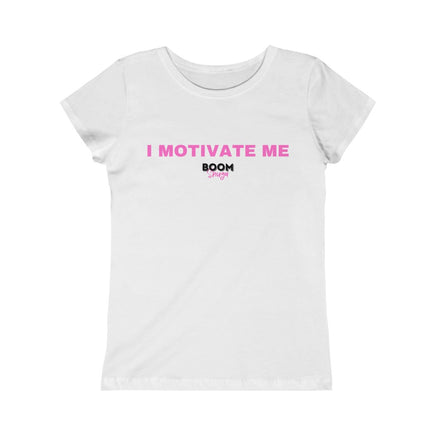 white boomshuga motivational tee shirt for kids i motivate me