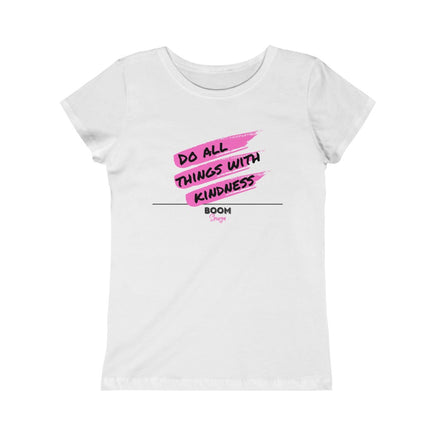 white boomshuga motivational tee shirt for kids do all things with kidness