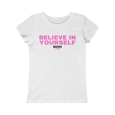 white boomshuga motivational tee shirt for kids believe in yourself